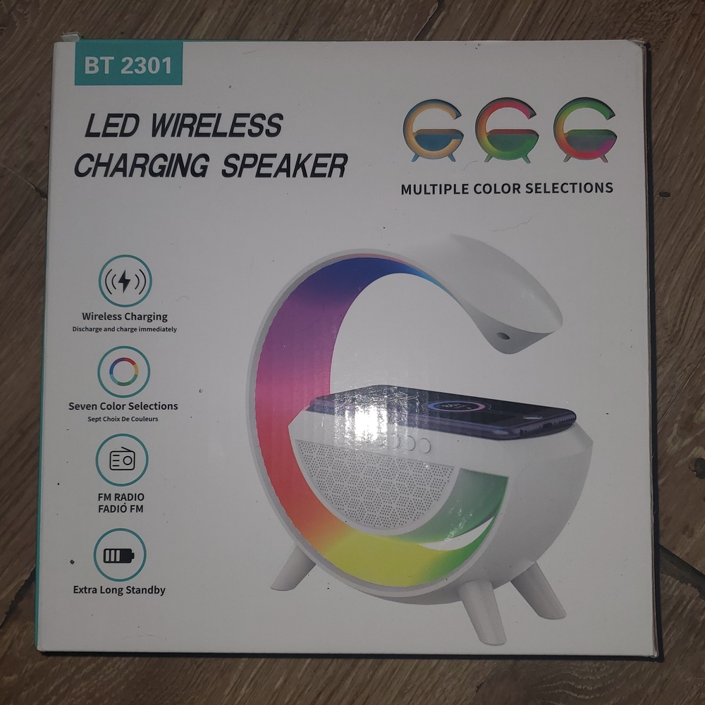 BT 2301 LED Wireless Charging Speaker - White